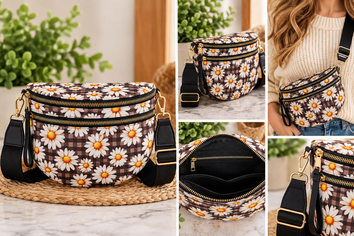 Mocha Daisy Crossbody